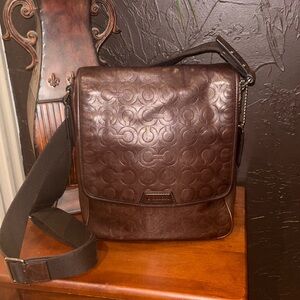 Coach Heritage Signature Embossed Leather Flight Bag - Mahogany